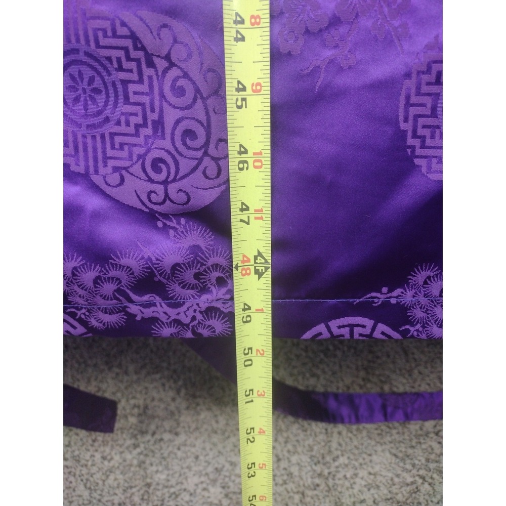 Vintage Japanese Belted Kimono Silky Dark Purple W Huge Butterfly Robe MCM 70's - Picture 16 of 16